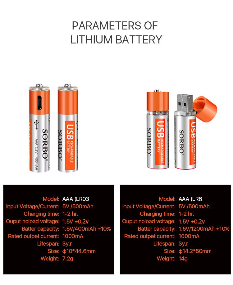 1 batterie rechargeable lithium polymere 400mAh pile 1.5v aaa lr03