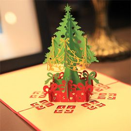 3D Christmas Tree Greeting Card Laser Cut Pop Up Paper Handmade Custom Greeting Cards Christmas Fifts Souvenirs Postcards