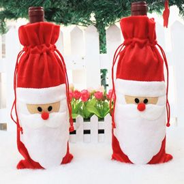 Red Wine Bottle Cover Christmas Dinner Table Decoration Home Party Decors Santa Claus