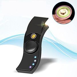 Topsense LED Light Fidget Hands Spinner with USB Lighter Hand Spinner Electric Coil Lighter,Windproof Flameless Plasm Lighter Topsense® (Black) 