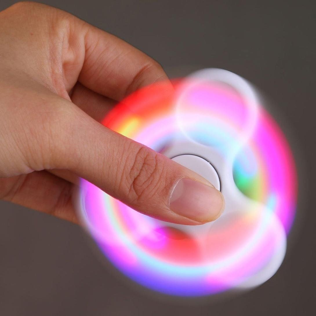 AMA(TM) LED Light Fidget Hands Spinner Fingertip Bearing Toy EDC Focus ADHD Autism Decompression Gyro (White)