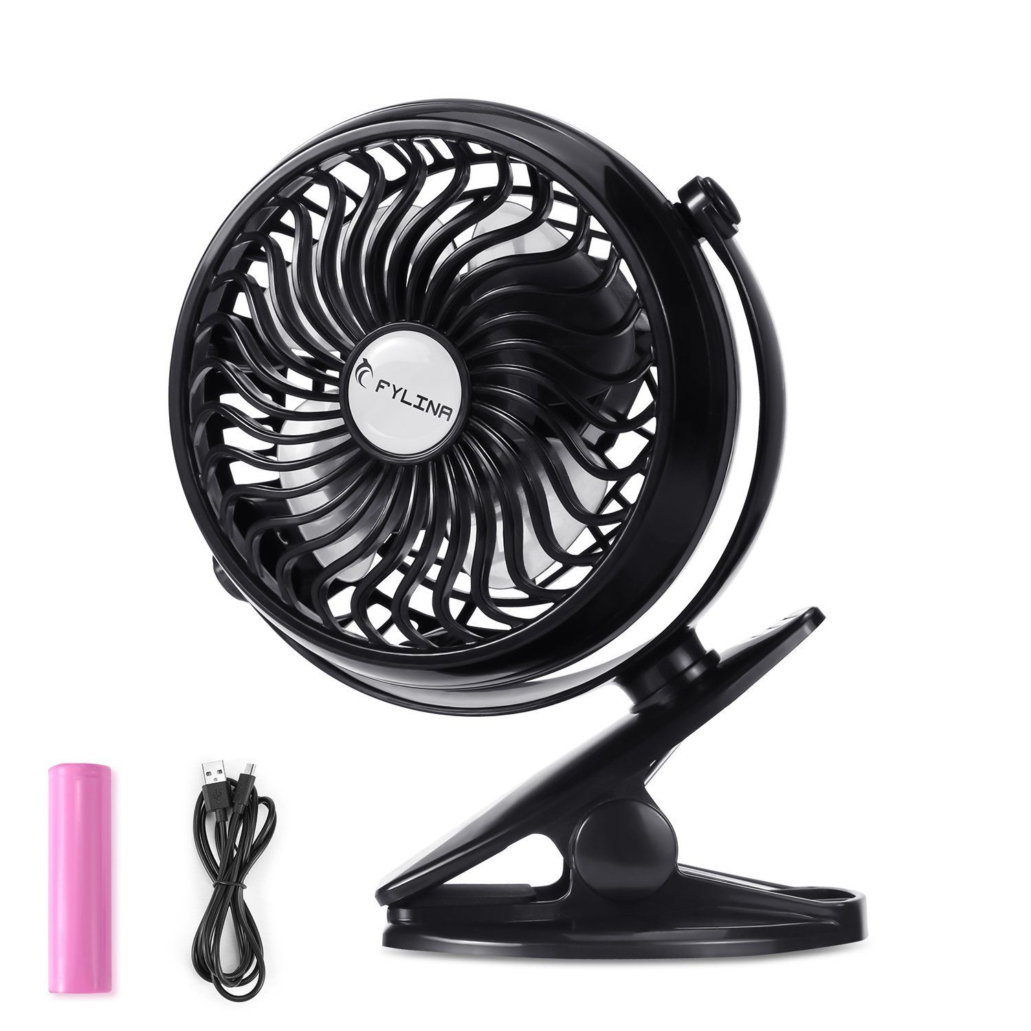 FLYING Mini USB Desk Rechargeable Fan with Upgraded 2600mAh Enhanced Airflow,Lower Noise,Personal Cooling - Black