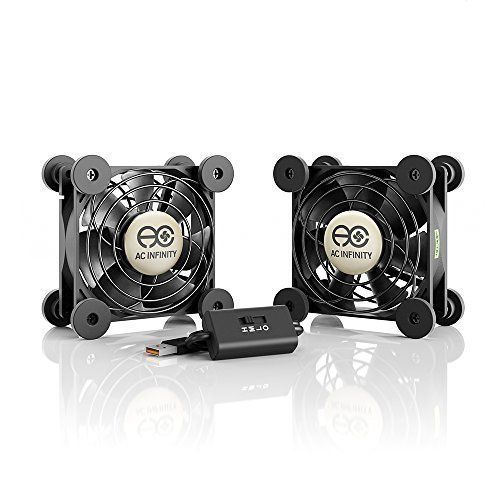 AC Infinity MULTIFAN S5 Quiet Dual 80mm USB Fan for Receiver DVR Playstation Xbox Computer Cabinet Cooling