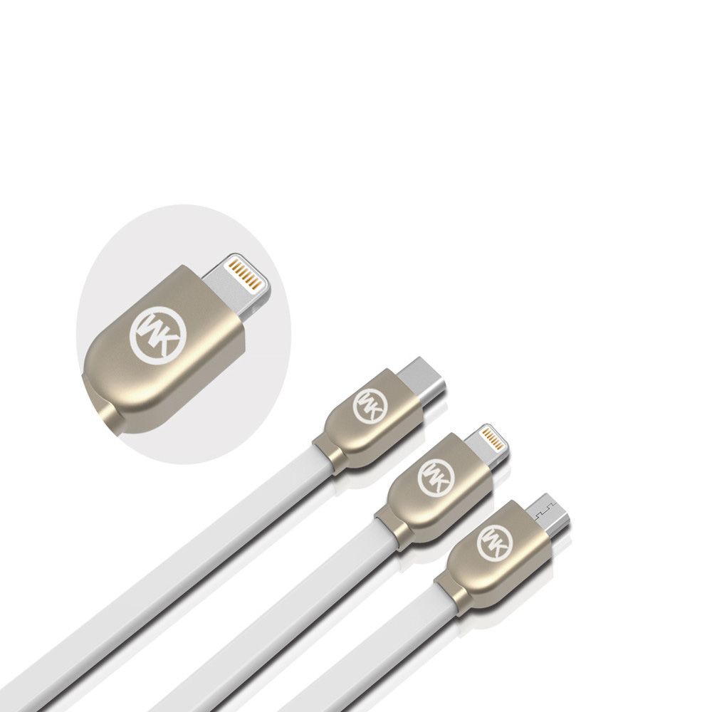 USB Type C / Lightning / Micro 3 in 1 Charging Cable 3.3Ft/1m (White)