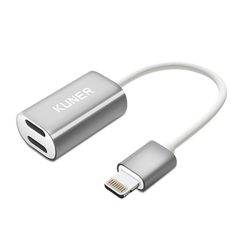 KUNER Kucable 2 in 1 Lightning Adapter with Charging and Audio(Metal)