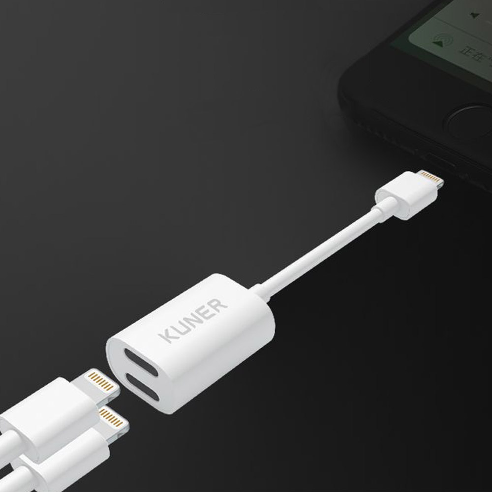 KUNER Kucable 2 in 1 Lightning Adapter with Charging and Audio(Metal)