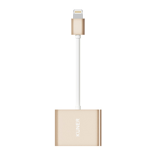 KUNER Kucable iPhone 8 Lightning Adapter with Charging and Audio(Metal Wide)