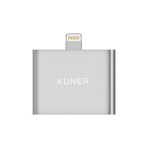 KUNER Kucable 2 in 1 Lightning Adapter with Charging and Audio(Metal Wireless)