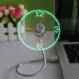 Mini USB LED Clock Fan Creative adjustable mini USB fans with led time