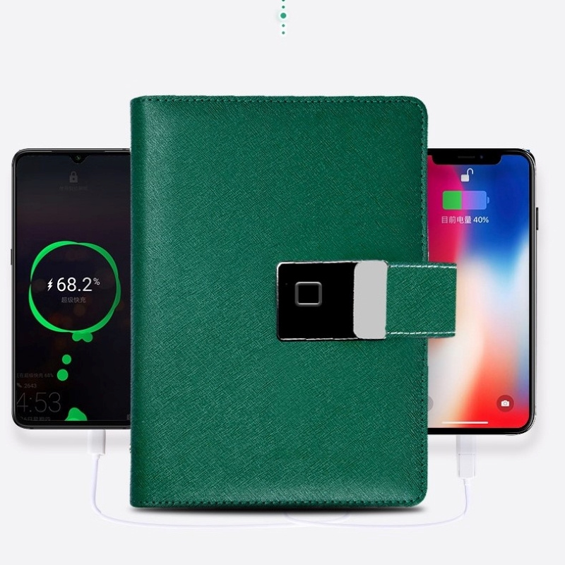 Design your own notebook! Multifunctional Fingerprint Notebook A fingerprint diary, multifunctional diary, with mobile power, wireless charger and U disk.