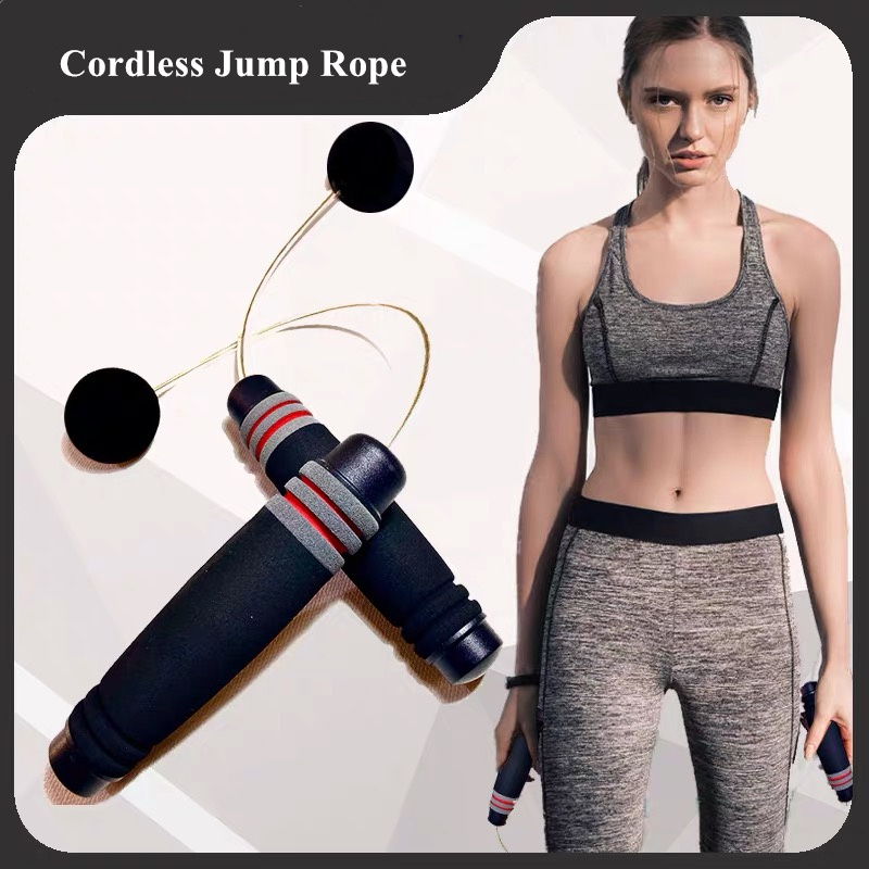 Hot Sale Body Building Training Wireless Jump Rope High speed aerobic exercise PU coated steel wire skipping rope, cordless weight Skipping,handle weighted jump rope. 