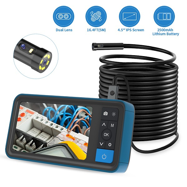 Teslong MS450 Inspection Camera with 4.5 inches IPS Screen 1080P Display Screen,6 LED Lights, IP67 Waterproof