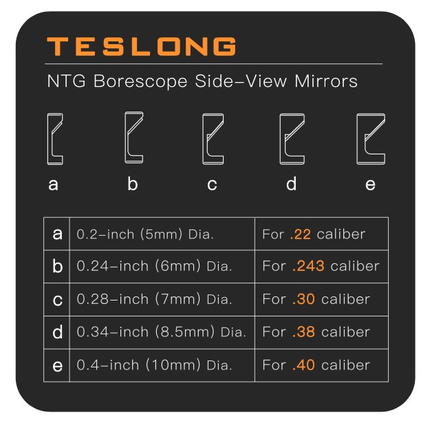 Different Size Side view mirrors for NTG100 series rifle borescope