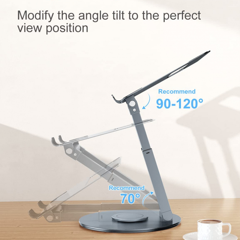 tounee Height Adjustable Laptop Stand with 360° Swivel Base, Sit to Stand Ergonomic Computer Stand