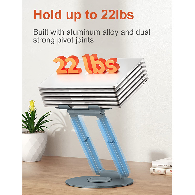 tounee Height Adjustable Laptop Stand with 360° Swivel Base, Sit to Stand Ergonomic Computer Stand